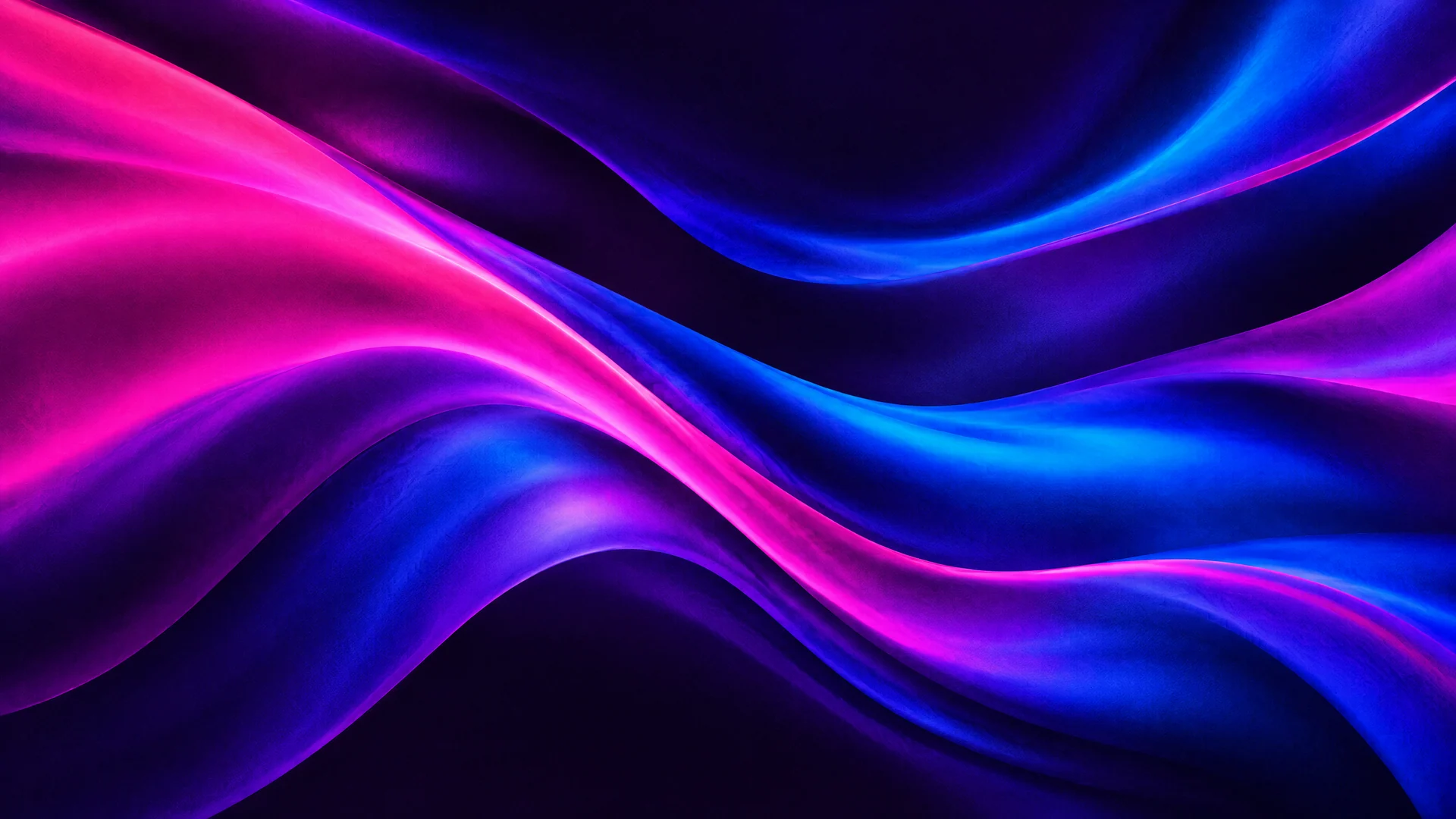 Flowing pink, blue and violet gradient ribbons on a dark background
